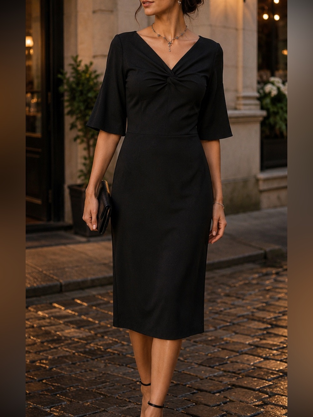 Banana republic short sleeve V-neck sheath dress